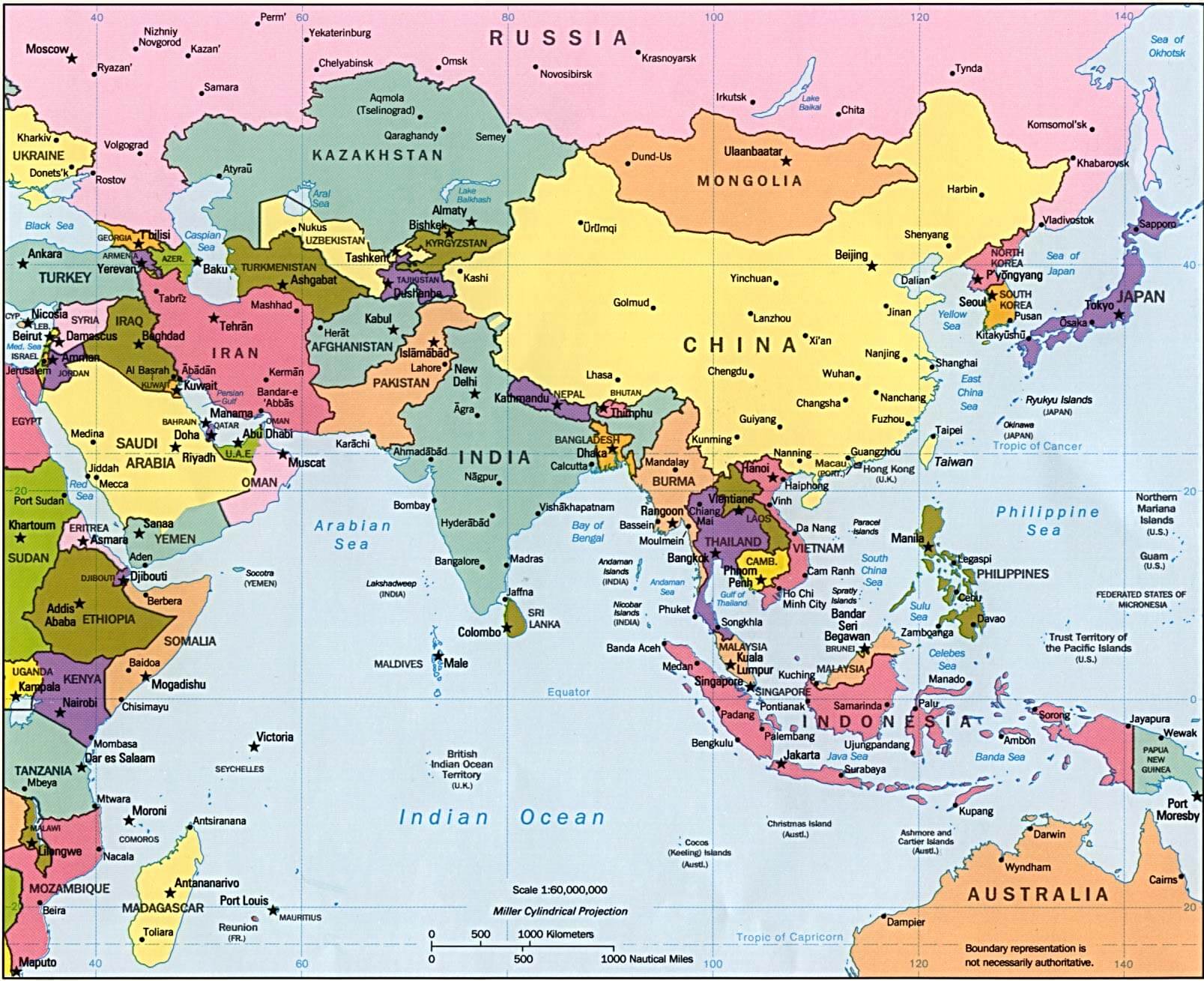 asien politisch karte